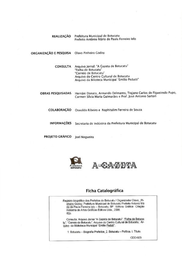 Foto - Registro biográfico dos prefeitos de Botucatu - Olavo Pinheiro Godoy