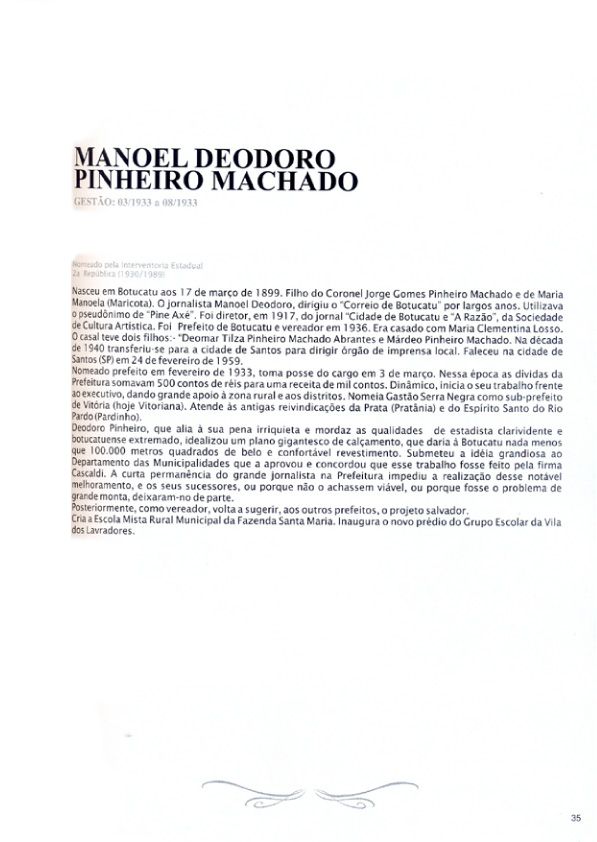 Foto - Registro biográfico dos prefeitos de Botucatu - Olavo Pinheiro Godoy