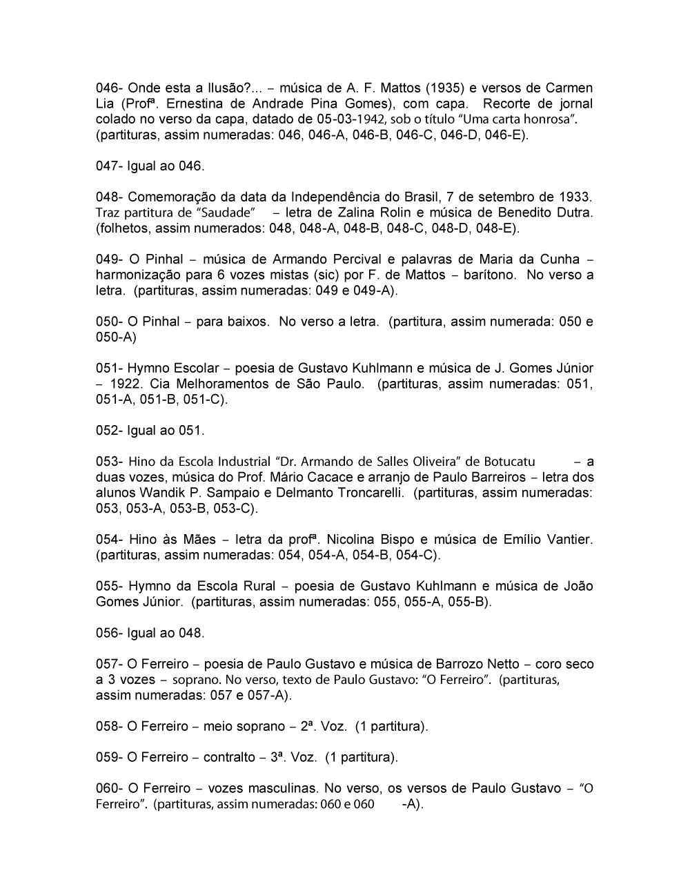 Foto - Espólio musical do Prof. Alfredo Franklin de Mattos
