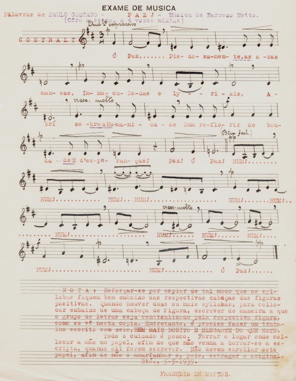 Foto - Espólio musical do Prof. Alfredo Franklin de Mattos
