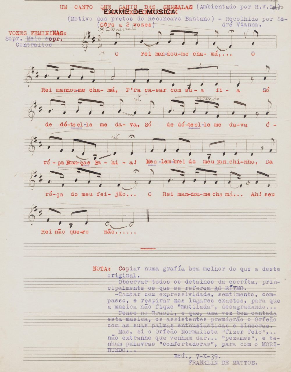 Foto - Espólio musical do Prof. Alfredo Franklin de Mattos
