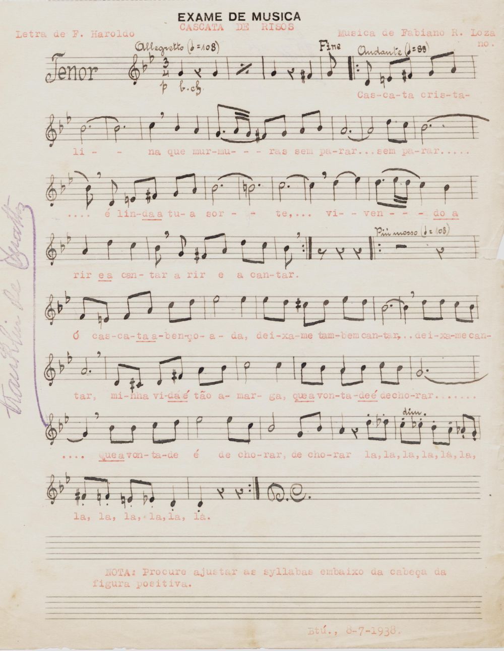 Foto - Espólio musical do Prof. Alfredo Franklin de Mattos
