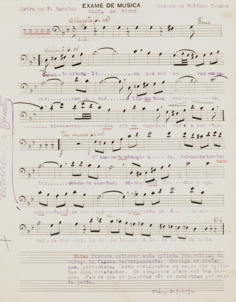 Foto - Espólio musical do Prof. Alfredo Franklin de Mattos
