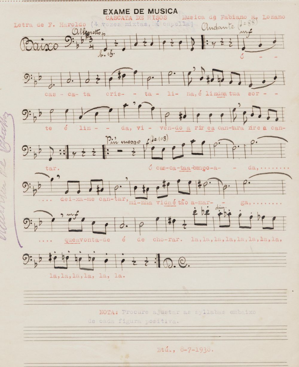 Foto - Espólio musical do Prof. Alfredo Franklin de Mattos
