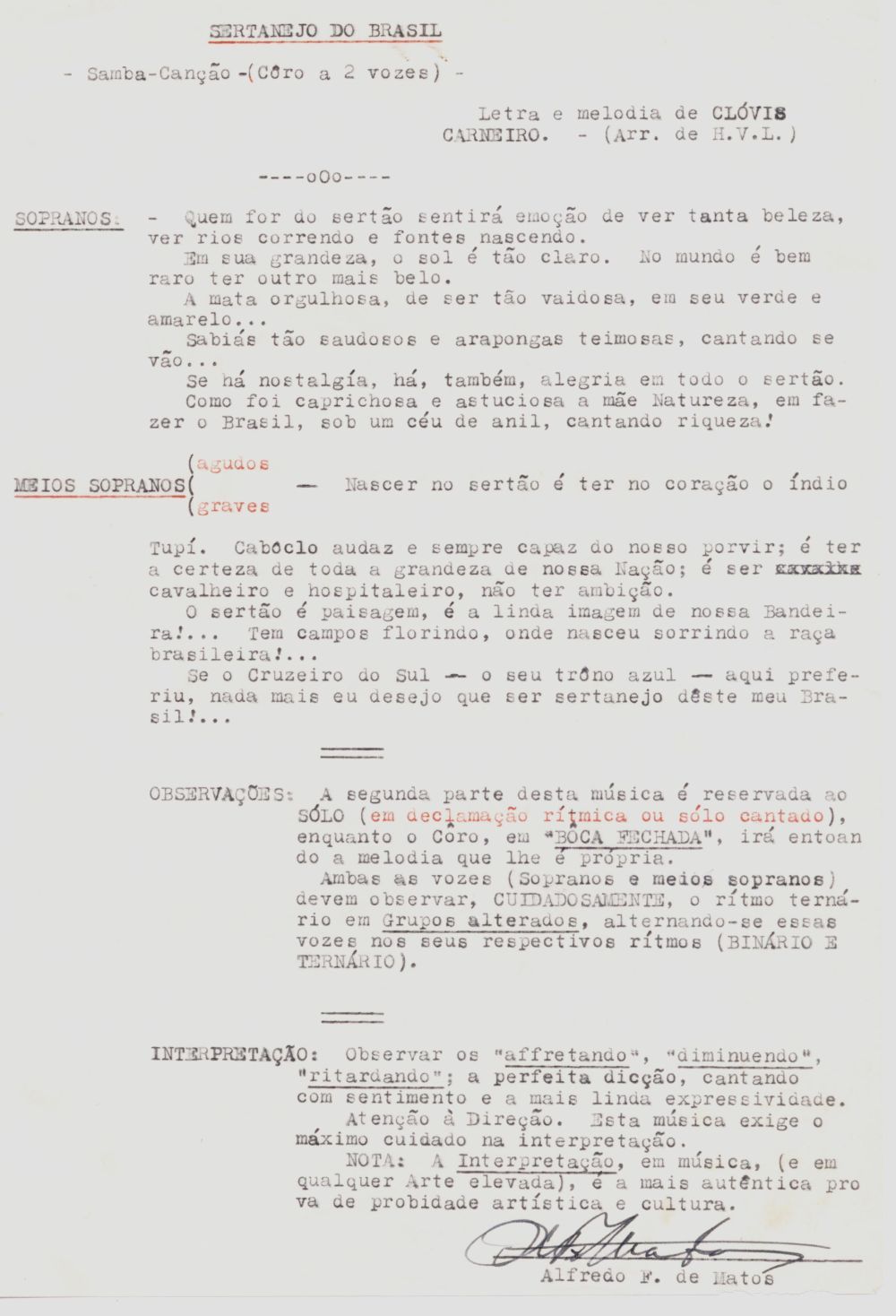 Foto - Espólio musical do Prof. Alfredo Franklin de Mattos
