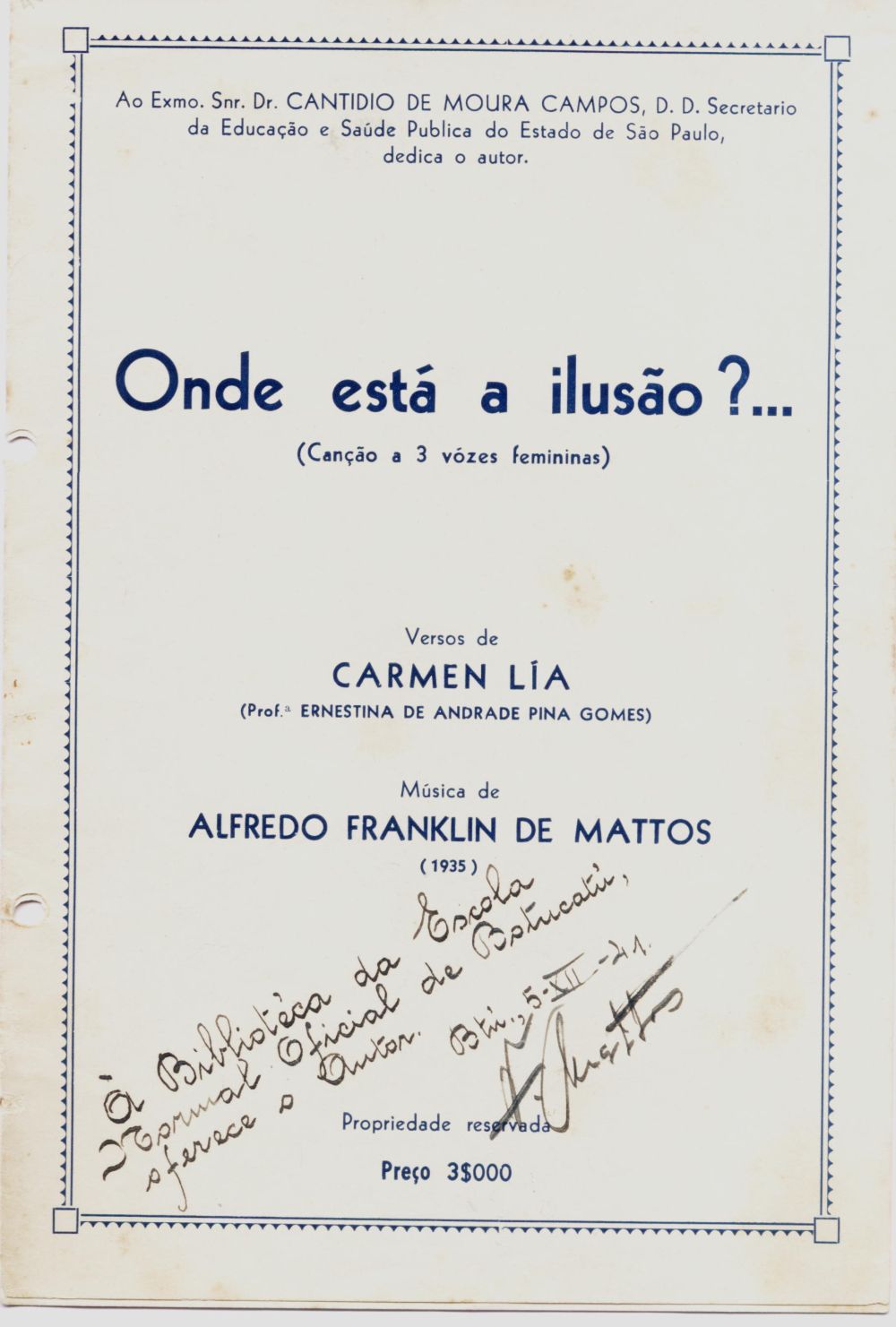 Foto - Espólio musical do Prof. Alfredo Franklin de Mattos
