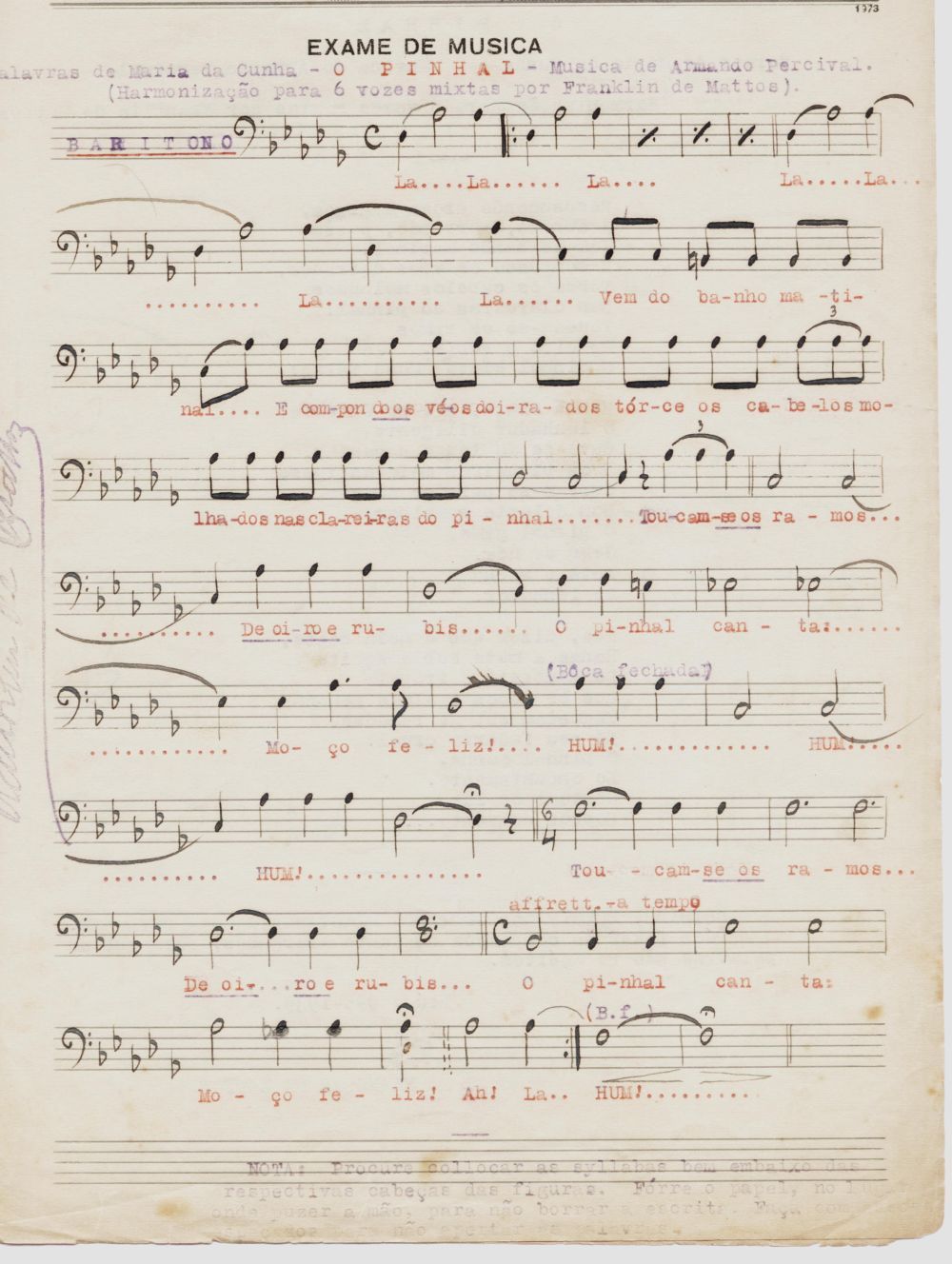 Foto - Espólio musical do Prof. Alfredo Franklin de Mattos
