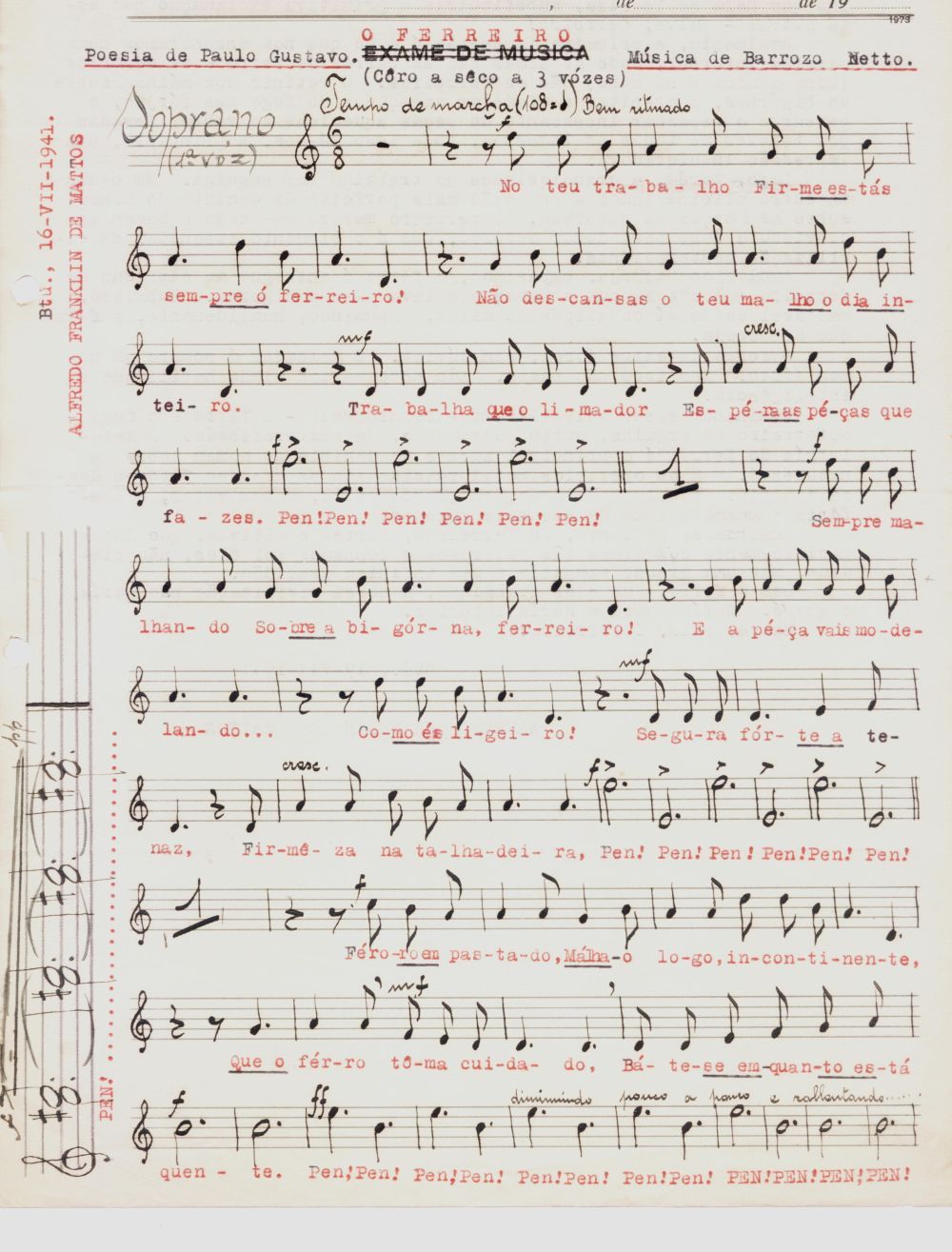 Foto - Espólio musical do Prof. Alfredo Franklin de Mattos
