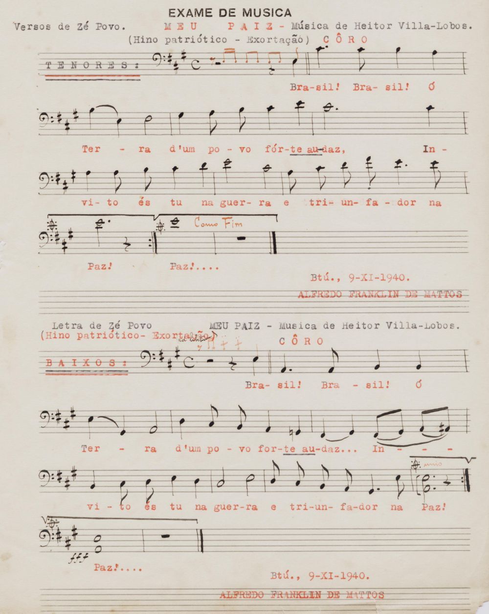 Foto - Espólio musical do Prof. Alfredo Franklin de Mattos
