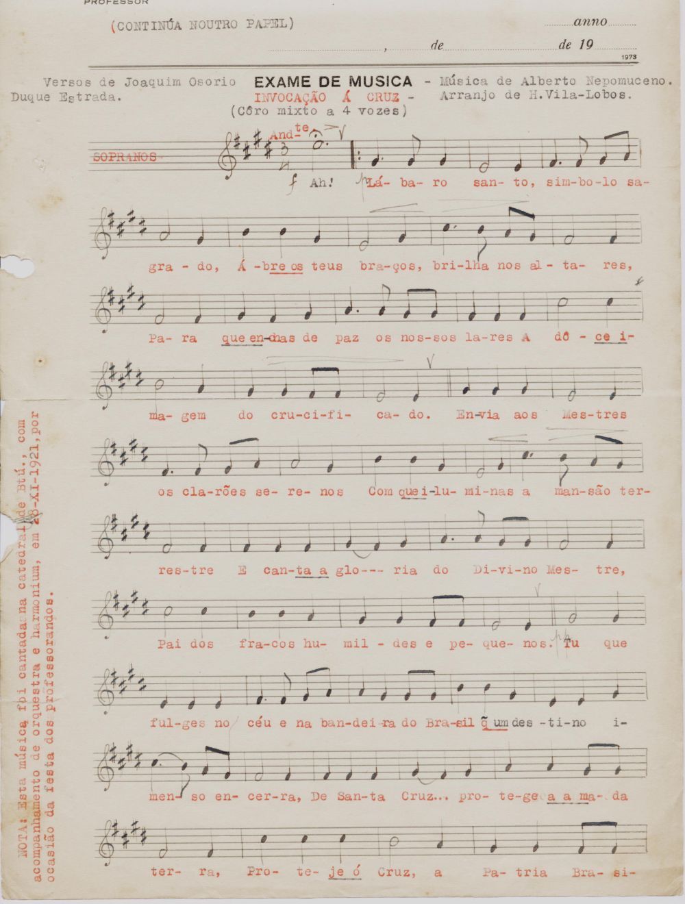 Foto - Espólio musical do Prof. Alfredo Franklin de Mattos
