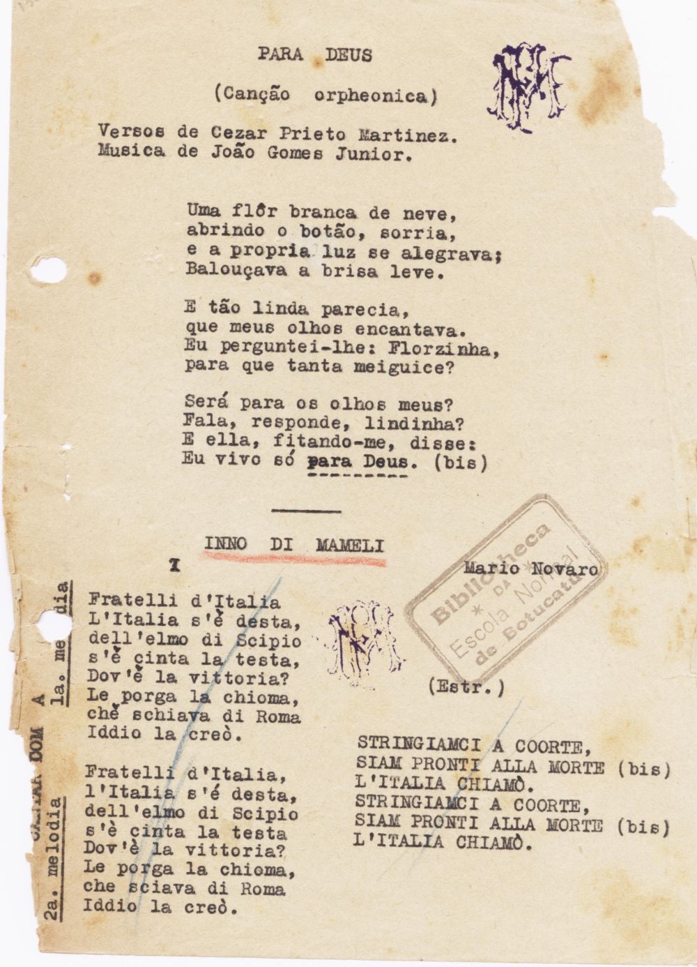 Foto - Espólio musical do Prof. Alfredo Franklin de Mattos
